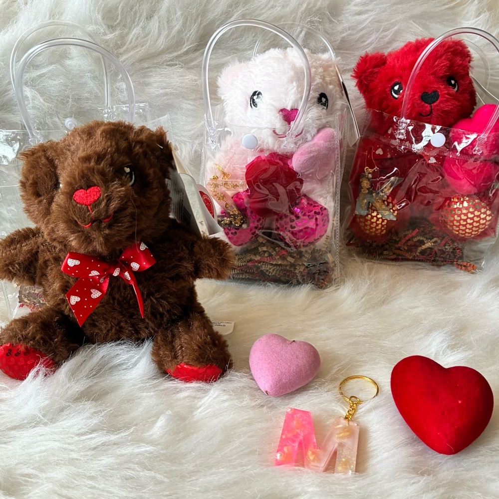 Valentine Teddy Gift Set w/ Personalized Letter Charm – Ready-to-Gift Love Bag